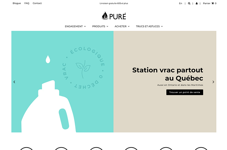 Conception de la boutique E-Commerce - Pure Bio